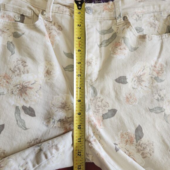 Gloria Vanderbilt Amanda Capri Jeans Floral Beige Stretch Denim Womens 8 - Picture 6 of 12